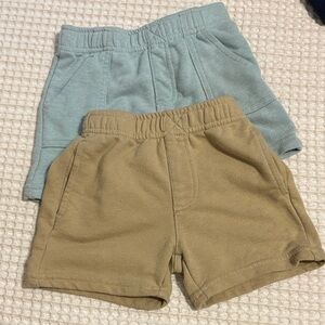 Kids Elastic Waist Shorts in Sage Green and Khaki